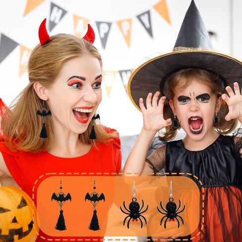 6 قطع من أقراط الهالوين العنكبوت بيت العنكبوت شبكة العنكبوت اليقطين المتدلية الأقراط السائبة الخفافيش الهيكل العظمي مجموعة مجوهرات الهالوين لوازم الحفلات التنكرية للهالوين هدايا in Kuwait
