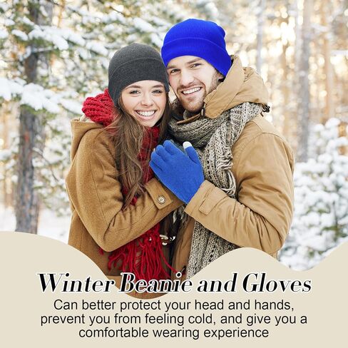 Suhine 128 Pcs Bulk Winter Knit Beanie Hats and Gloves for Men Women Included 64 Warm Beanie and 64 Touchscreen Gloves for Homeless Warm Cozy Gifts in Saudi Arabia
