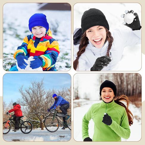 Suhine 128 Pcs Bulk Winter Knit Beanie Hats and Gloves for Men Women Included 64 Warm Beanie and 64 Touchscreen Gloves for Homeless Warm Cozy Gifts in Saudi Arabia