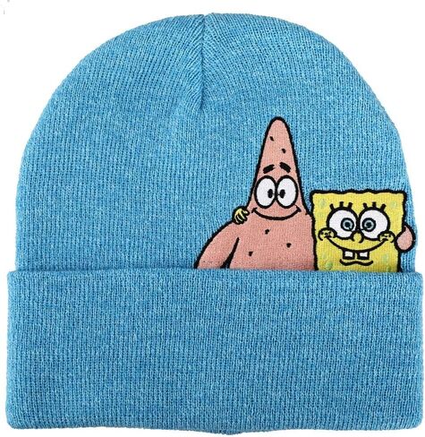 Bioworld Spongebob and Patrick Hugging Marled Knit Teal Cuff Beanie in Kuwait
