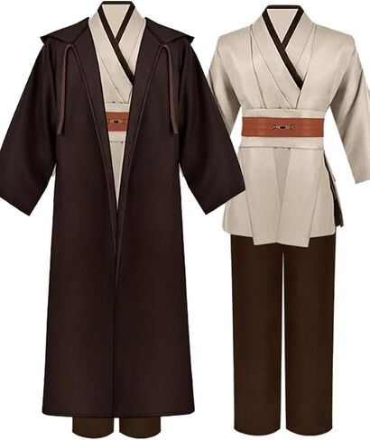 COSXINGYI Adult Jedi Costume Robe Men Cosplay Outfit Hooded Cloak Obi Wan Kenobi Tunic Cape Halloween Suits in Kuwait