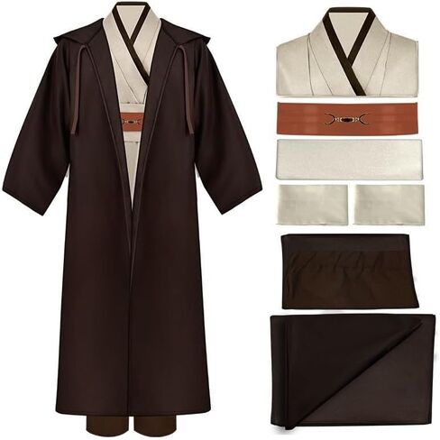 COSXINGYI Adult Jedi Costume Robe Men Cosplay Outfit Hooded Cloak Obi Wan Kenobi Tunic Cape Halloween Suits in Kuwait