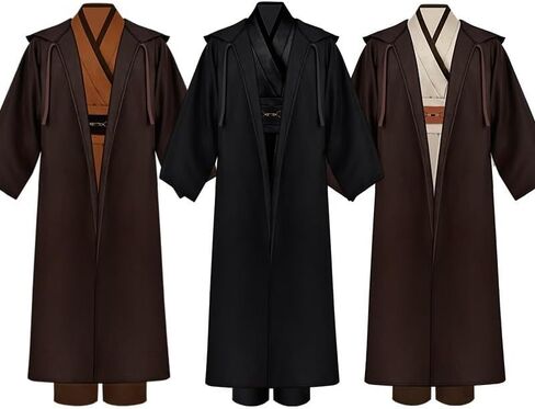 COSXINGYI Adult Jedi Costume Robe Men Cosplay Outfit Hooded Cloak Obi Wan Kenobi Tunic Cape Halloween Suits in Kuwait
