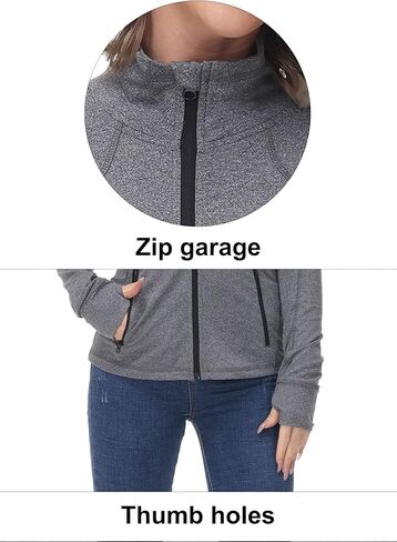 خيار آخر للنساء جاكيت للتمرين خفيف الوزن لليوجا والجري جاكيت نسائي رياضي نحيف مع فتحات للإبهام in Kuwait