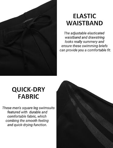 COOFANDY Men's Square Leg Swim Briefs Athletic Quick Dry Bathing Suit Square Leg Board Short for Men in Kuwait