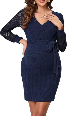 KOJOOIN Women's Maternity Casual Dress Fashion with Long Sleeves for Baby Shower in Saudi Arabia