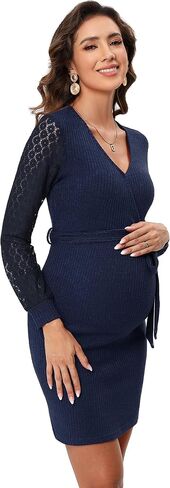KOJOOIN Women's Maternity Casual Dress Fashion with Long Sleeves for Baby Shower in Saudi Arabia