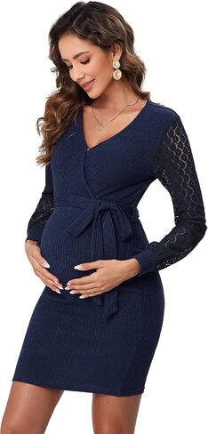 KOJOOIN Women's Maternity Casual Dress Fashion with Long Sleeves for Baby Shower in Saudi Arabia