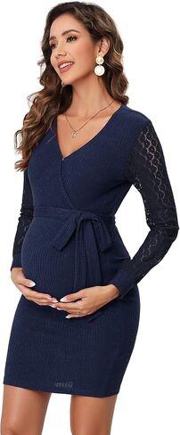 KOJOOIN Women's Maternity Casual Dress Fashion with Long Sleeves for Baby Shower in Saudi Arabia