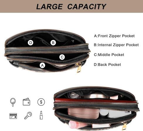 Geestock Fanny Packs for Women, Trendy Vegan Leather Belt Bag, Waterproof Everywhere Crossbody Waist Bag, with Adjustable Strap for Outdoors/Travel/Running/Sports, Printing & Black in Kuwait