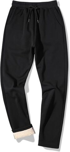 Perbai Mens Winter Warm Fleece Jogger Pants Sherpa Lined Active Running Sweatpants in Kuwait