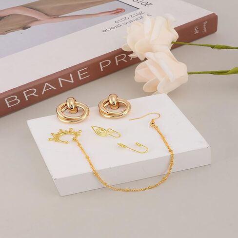 FINZOR 10Pcs African National Jewelry Women Set Flamboyant Egypt Choker Bracelet African Nose Rings Hoop African Nose Cuff Chain Earrings for Halloween Theme Party in Kuwait