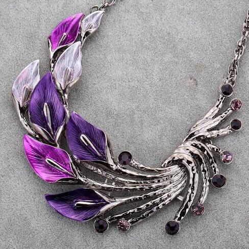 YAZILIND Ethnic Style Tibetan Silver Peacock Crystal Chunky Bib Earrings Necklace Set Wedding Party in Kuwait