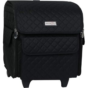 Everything Mary Serger Machine Rolling Storage Case, Black - Carrying Bag For Overlock Machines - For Brother, Singer, & Juki Sergers - Organizer Tote For Sewing Thread & Supplies