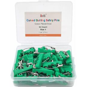 Curved Safety Pins with Grip Covers, Basting Pins for Quilting, Size 1, 50-Count, Orange,