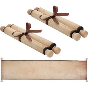 2 Pack Blank Paper Scrolls 7.5 x 31 Inches Scroll Paper Wrapped on Wood Rod for Writing, Drawing, Calligraphy, Wedding Vows, Invitation, Renaissance Festivals in Kuwait