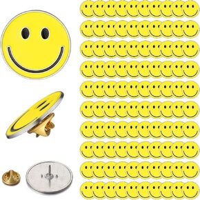 100 Pcs Happy Face Lapel Pins Cute Smile Enamel Pinback Buttons Fun Pins with Butterfly Clasp Zinc Alloy Bulk Enamel Pins Teacher Pins for Students Kids Gifts Clothes Backpacks Decor (Orange) in Kuwait