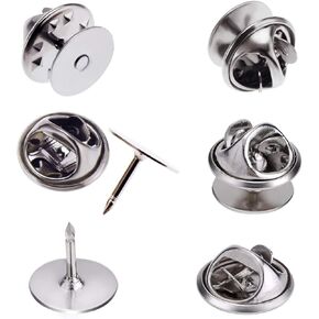 Canomo 50 Pairs Butterfly Pin Backs with 15mm Tie Tacks Blank Pins for for Lapel Pins, Service Bars and Jewelry(Silver and Gold)