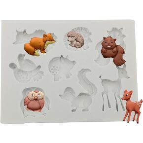 Forest Animals Fondant Molds, Fawn Squirrel Hedgehog Silicone Molds Chocolate Baking Mold Tool for Cake Decorating Polymer Clay, Wax, DIY Sugar Crafts in Kuwait