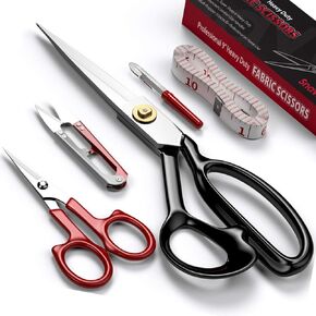 Fabric Scissors Tailor Sewing Shears - 10 Inch Heady Duty Scissors for Fabric Cutting Professional Ultra Sharp Cloth Tailor Scissors Multipurpose Utility Dressmaker Leather Titanium (10Inch)