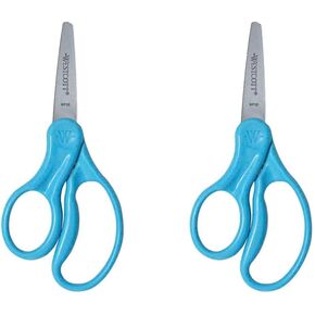 Westcott 13178 Left-Handed Scissors, Hard Handle Kids' Scissors, Ages 4-8, 5-Inch Pointed Tip (Pack of 2)