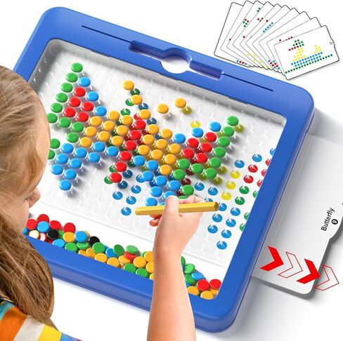 Large Magnetic Dots Board for Toddlers, Magnetic Drawing Board for Kids, Magnetic Dot Art with Magnetic Pen, Montessori Preschool Education Travel Toys for Kids Boys Girls Age 2 3 4 5 6 7 8 Years Old in Kuwait