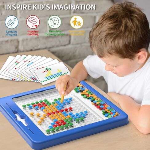 Large Magnetic Dots Board for Toddlers, Magnetic Drawing Board for Kids, Magnetic Dot Art with Magnetic Pen, Montessori Preschool Education Travel Toys for Kids Boys Girls Age 2 3 4 5 6 7 8 Years Old in Kuwait