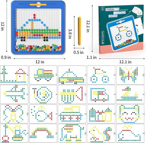 Large Magnetic Dots Board for Toddlers, Magnetic Drawing Board for Kids, Magnetic Dot Art with Magnetic Pen, Montessori Preschool Education Travel Toys for Kids Boys Girls Age 2 3 4 5 6 7 8 Years Old in Kuwait