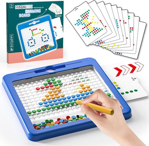 Large Magnetic Dots Board for Toddlers, Magnetic Drawing Board for Kids, Magnetic Dot Art with Magnetic Pen, Montessori Preschool Education Travel Toys for Kids Boys Girls Age 2 3 4 5 6 7 8 Years Old in Kuwait