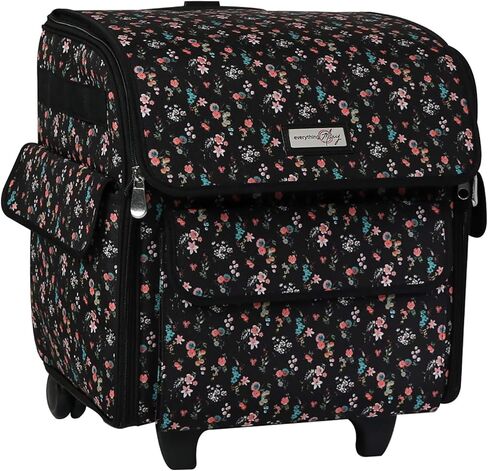 Everything Mary Serger Machine Rolling Storage Case, Black - Carrying Bag For Overlock Machines - For Brother, Singer, & Juki Sergers - Organizer Tote For Sewing Thread & Supplies in Kuwait