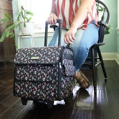 Everything Mary Serger Machine Rolling Storage Case, Black - Carrying Bag For Overlock Machines - For Brother, Singer, & Juki Sergers - Organizer Tote For Sewing Thread & Supplies in Kuwait