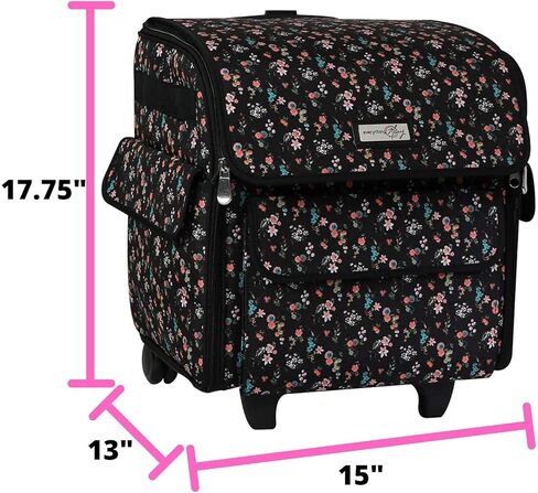 Everything Mary Serger Machine Rolling Storage Case, Black - Carrying Bag For Overlock Machines - For Brother, Singer, & Juki Sergers - Organizer Tote For Sewing Thread & Supplies in Kuwait