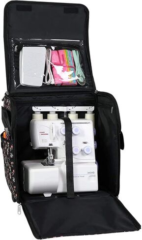 Everything Mary Serger Machine Rolling Storage Case, Black - Carrying Bag For Overlock Machines - For Brother, Singer, & Juki Sergers - Organizer Tote For Sewing Thread & Supplies in Kuwait