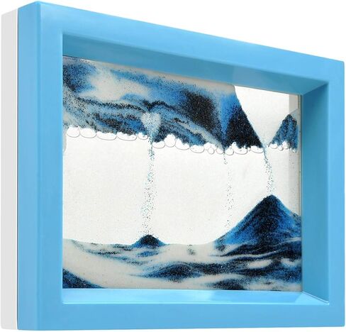 Dynamic Sand Picture Medium Desktop Art Toys Voted Best Gift!(Ocean Heart) - Black White Blue (Blue, Black,White,Blue) in Kuwait