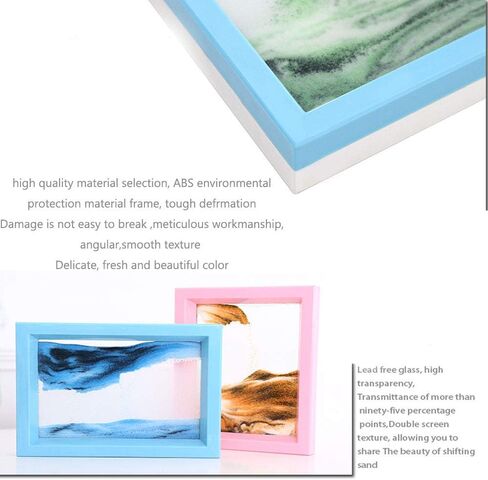 Dynamic Sand Picture Medium Desktop Art Toys Voted Best Gift!(Ocean Heart) - Black White Blue (Blue, Black,White,Blue) in Kuwait