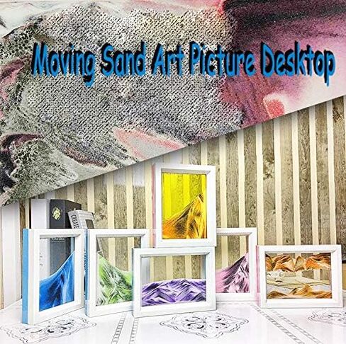 Dynamic Sand Picture Medium Desktop Art Toys Voted Best Gift!(Ocean Heart) - Black White Blue (Blue, Black,White,Blue) in Kuwait