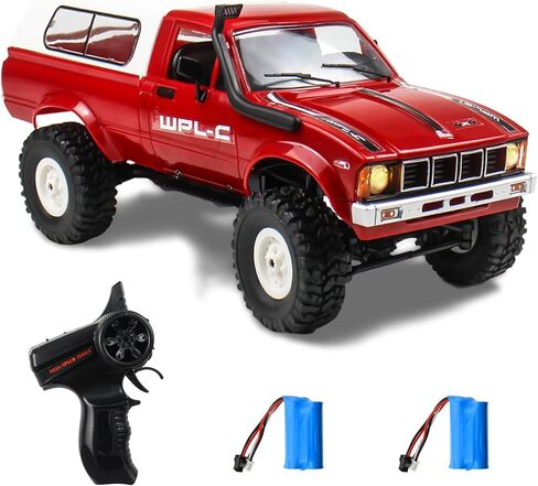 Losbenco RC Crawler 1/16 Scale RC Rock Crawler, WPL C24 All Terrain RC Car RTR 4x4 Off-Road Remote Control Trucks with LED Lights and Two Batteries for Kids and Adults in Kuwait