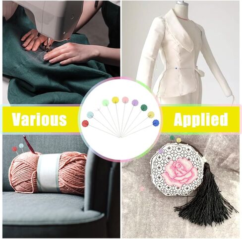 Hocansen 200 قطعة متعددة الألوان برأس مسطح مستقيم دبابيس الخياطة دبابيس اللحف المستقيمة للخياطة، مشروع الخياطة والديكور DIY (الطيور) in Kuwait