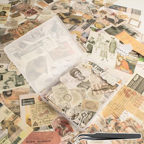 200Pcs Vintage Scrapbook Stickers, Aesthetic Junk Journal Stamping Supplies Kit, Scrapbooking Ephemera Washi Paper for Bullet Journaling Planners Diary Collage (Celestial) in Kuwait