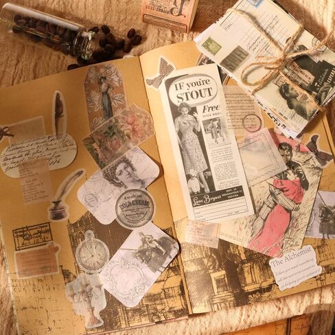 200Pcs Vintage Scrapbook Stickers, Aesthetic Junk Journal Stamping Supplies Kit, Scrapbooking Ephemera Washi Paper for Bullet Journaling Planners Diary Collage (Celestial) in Kuwait