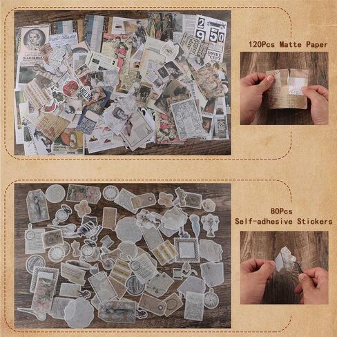 200Pcs Vintage Scrapbook Stickers, Aesthetic Junk Journal Stamping Supplies Kit, Scrapbooking Ephemera Washi Paper for Bullet Journaling Planners Diary Collage (Celestial) in Kuwait