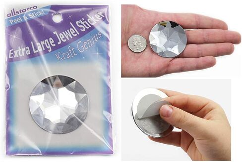 50mm Crystal H102 Extra Large Self Adhesive Round Jewels - 2 Pieces in Kuwait