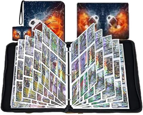 حافظة بطاقات، مجموعة بطاقات تجارية مكونة من 9 جيوب، كتاب ألبوم حامل لبطاقات الألعاب مع 50 أكمام، حافظة بيسبول لطيفة تناسب 900 بطاقة، هدية مثالية للعطلات للأطفال البالغين in Kuwait