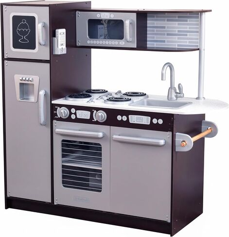KidKraft Uptown Espresso Wooden Play Kitchen with Play Phone, Chalkboard & Towel Rack, Espresso in Kuwait