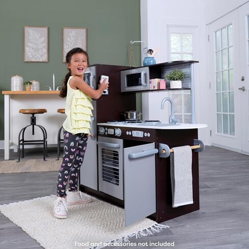 KidKraft Uptown Espresso Wooden Play Kitchen with Play Phone, Chalkboard & Towel Rack, Espresso in Kuwait