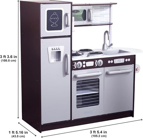 KidKraft Uptown Espresso Wooden Play Kitchen with Play Phone, Chalkboard & Towel Rack, Espresso in Kuwait