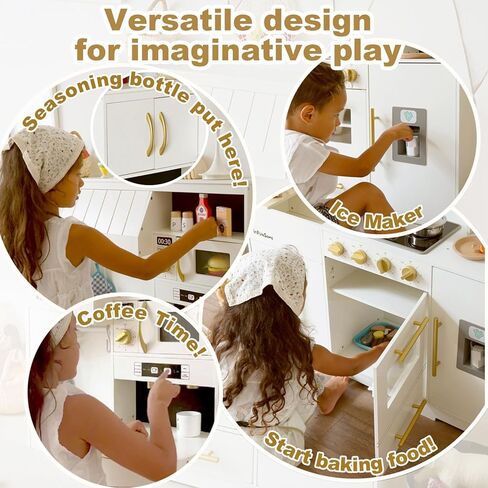 مجموعة ألعاب المطبخ الخشبية الحديثة من inFUNSAME مع مجموعة متنوعة من ميزات اللعب التفاعلية للمطبخ التظاهري و18 قطعة من ملحقات اللعب، مجموعة ألعاب مطبخ للأطفال الصغار للأولاد والبنات من عمر 3 سنوات فما فوق in Kuwait