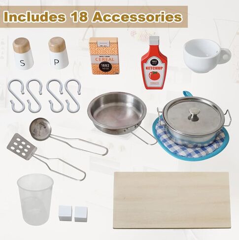 مجموعة ألعاب المطبخ الخشبية الحديثة من inFUNSAME مع مجموعة متنوعة من ميزات اللعب التفاعلية للمطبخ التظاهري و18 قطعة من ملحقات اللعب، مجموعة ألعاب مطبخ للأطفال الصغار للأولاد والبنات من عمر 3 سنوات فما فوق in Kuwait