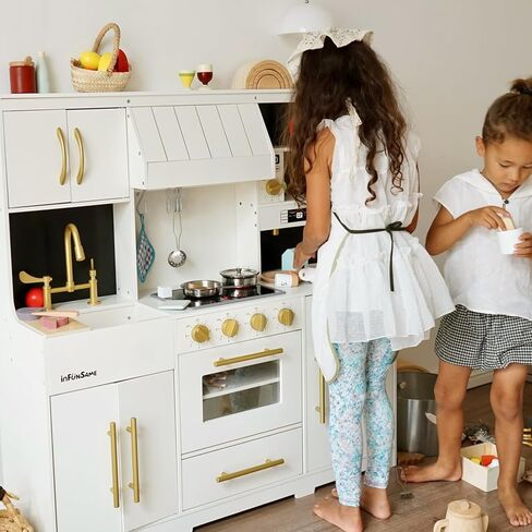 مجموعة ألعاب المطبخ الخشبية الحديثة من inFUNSAME مع مجموعة متنوعة من ميزات اللعب التفاعلية للمطبخ التظاهري و18 قطعة من ملحقات اللعب، مجموعة ألعاب مطبخ للأطفال الصغار للأولاد والبنات من عمر 3 سنوات فما فوق in Kuwait