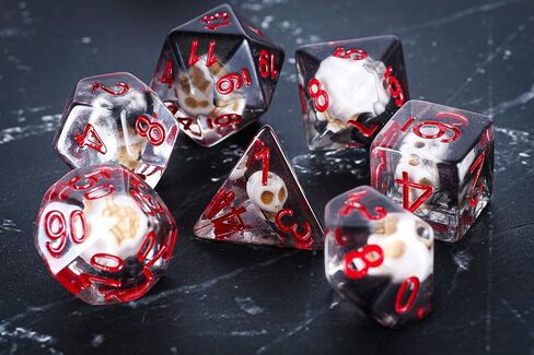 مجموعة النرد Hell Skull of Death Necromancer DND للأبراج المحصنة والتنينات، الهدايا، D&D، D وD، Pathfinder، الملحقات، D20، متعدد السطوح، نرد الراتنج، معدن، صينية النرد، برج، حقيبة، صندوق in Kuwait